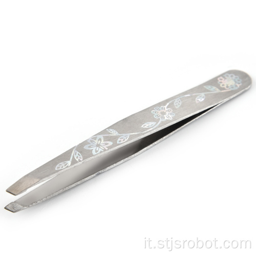 Pinzette per sopracciglia in acciaio inossidabile personalizzate con punta inclinata in acciaio inossidabile per strumenti di bellezza di vendita calda